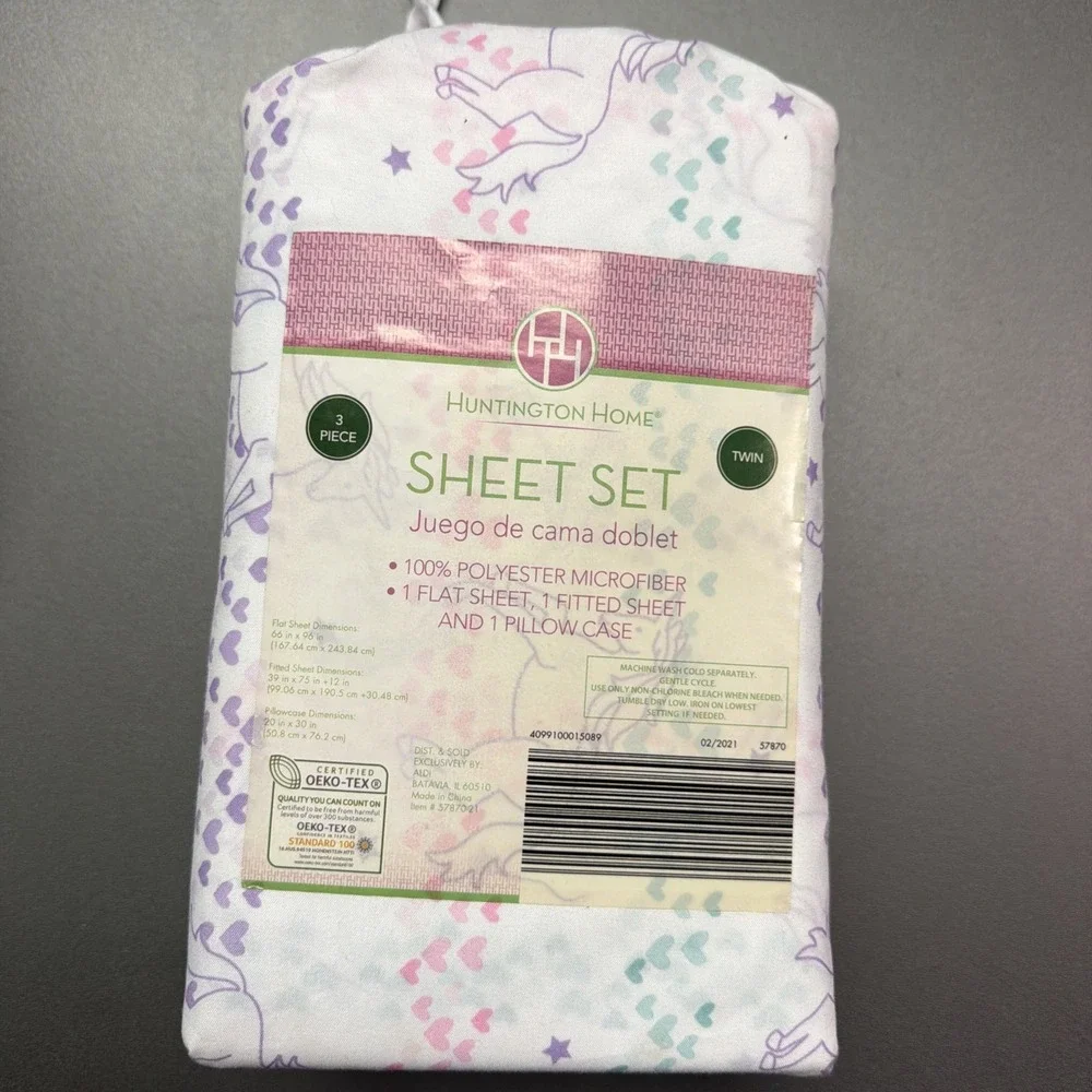 Huntington Home Kids Twin Sheet Set  Unicorn Theme 3 Piece Set New